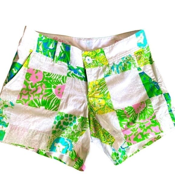 Lilly Pulitzer Patchwork Jungle Callahan Shorts Size 0 - Picture 1 of 5